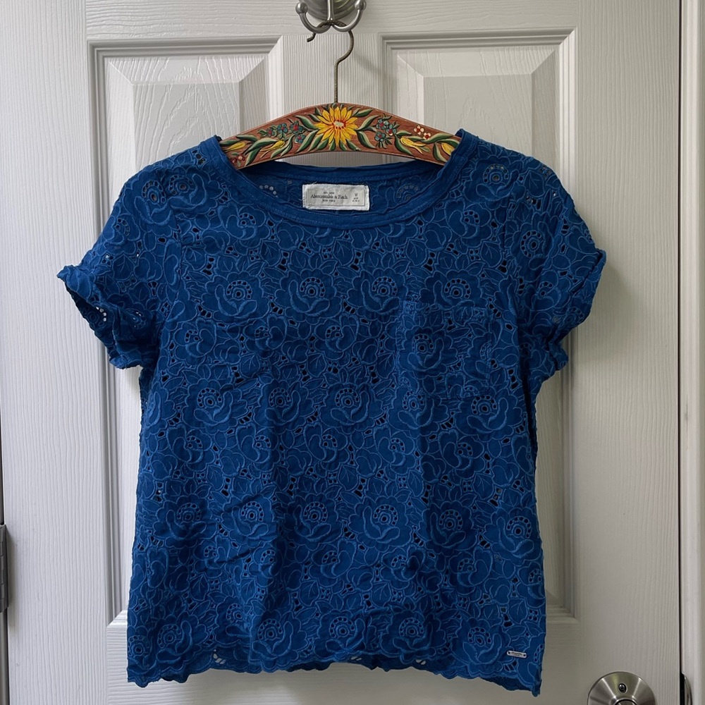Abercrombie & Fitch Blue Embroidered Top